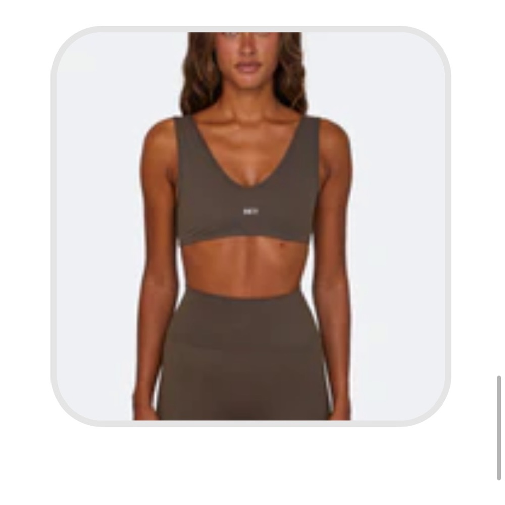SET Active Olive Brown Seamless V-Neck Sports Bra